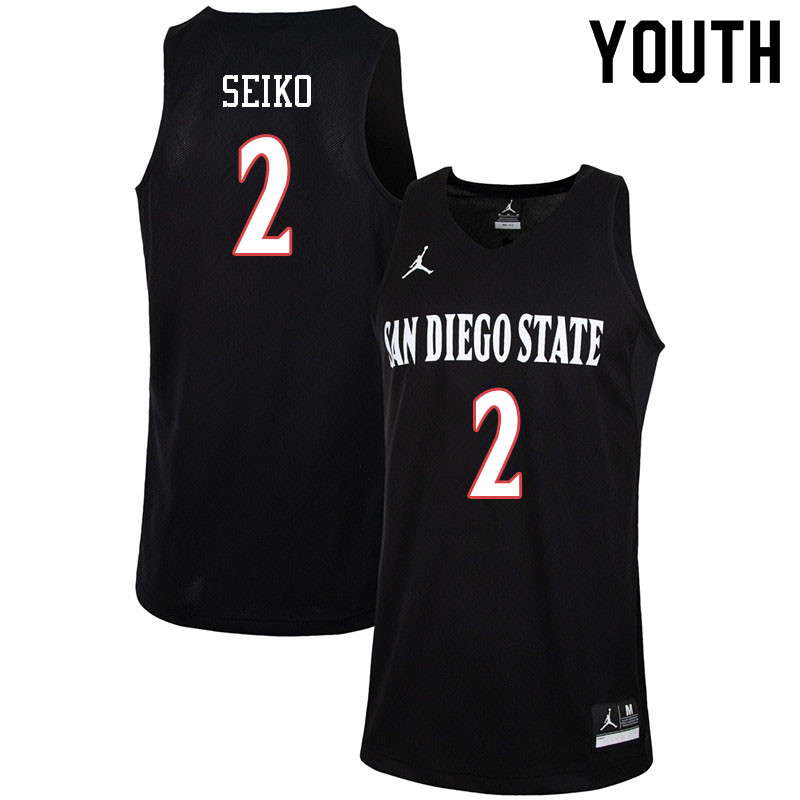 Jordan Brand Youth #2 Adam Seiko San Diego State Aztecs College Basketball Jerseys-Black
